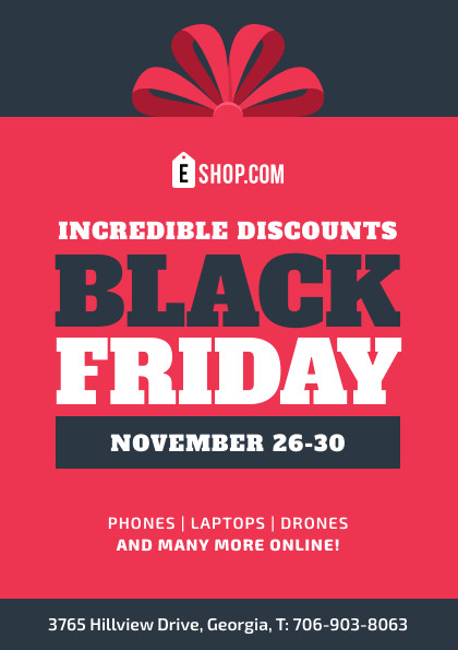 Incredible Discounts Black Friday Red Bow Flyer 420x595