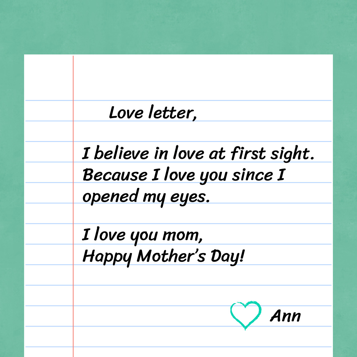 Mother's Day Letter Responsive Square Art 1200x1200