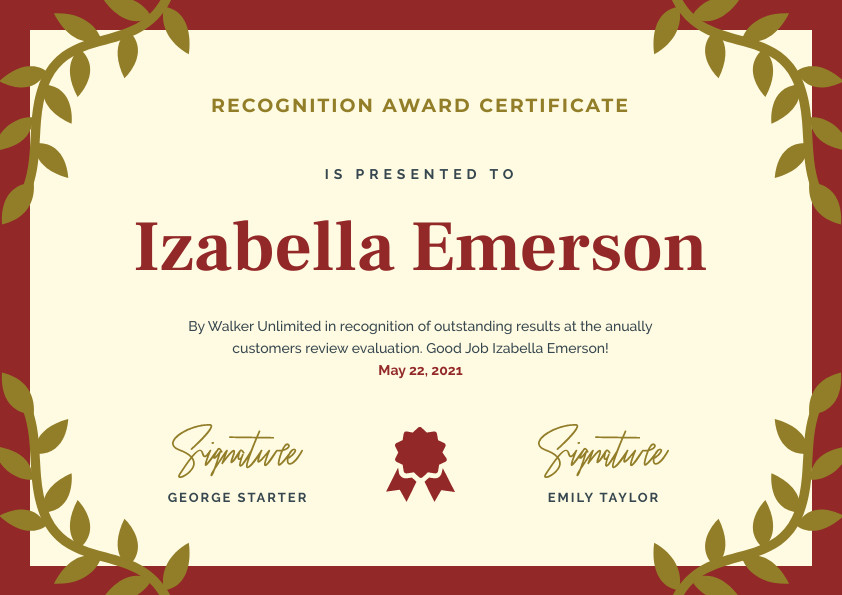 Isabella Emerson – Certificate Template