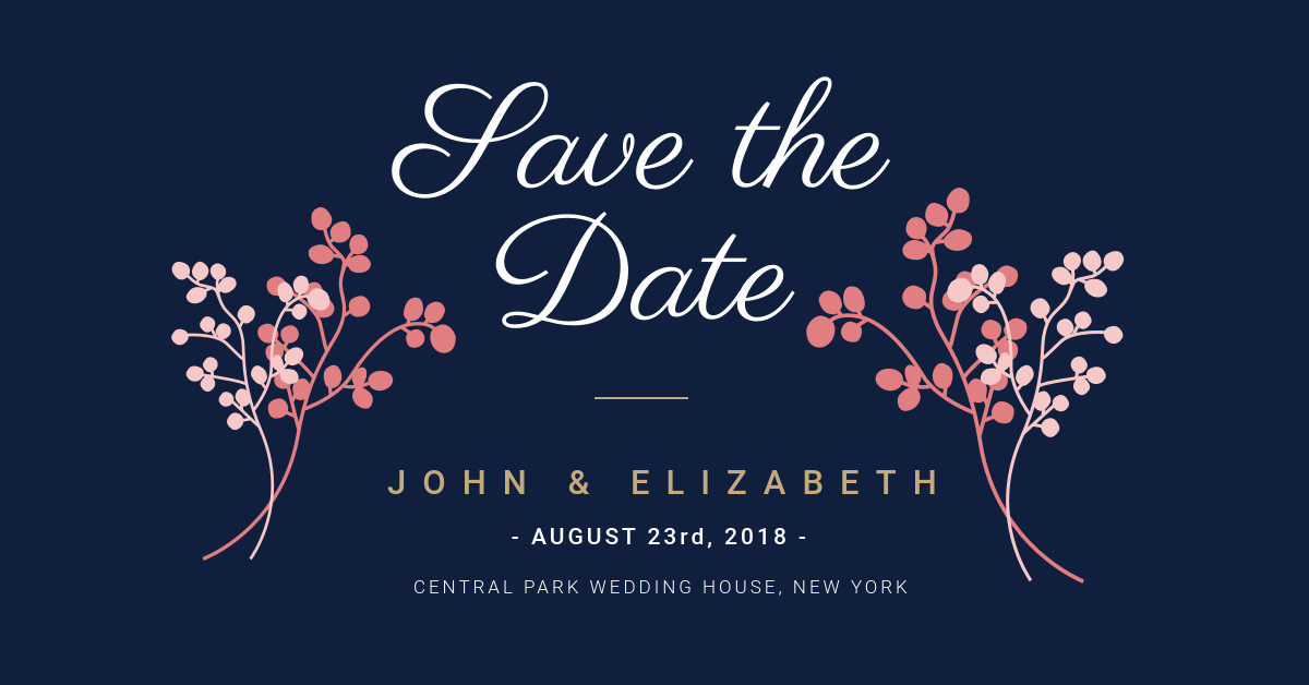 Save the date design Facebook Sponsored Message 1200x628