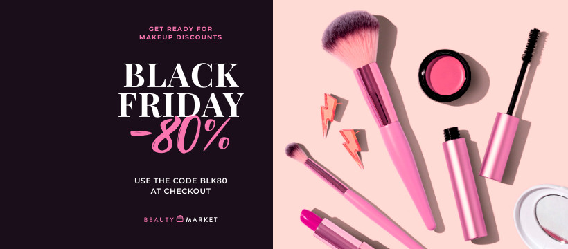 Black Friday Pink Makeup Discounts Facebook Cover 820x360