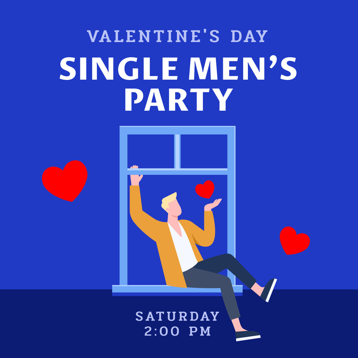 Valentine's Day Single Men Party Responsive Square Art 1200x1200