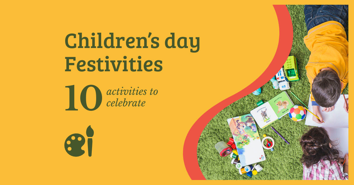 Children’s day Festivities Coloring Facebook Cover 820x360