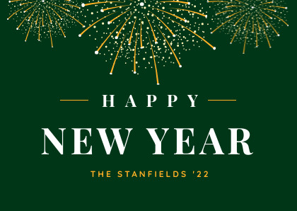 Yellow Fireworks Happy New Year Card 420x298 template preview