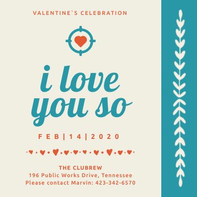 I love You So Valentine's Day – Invitation Template  397x397 template