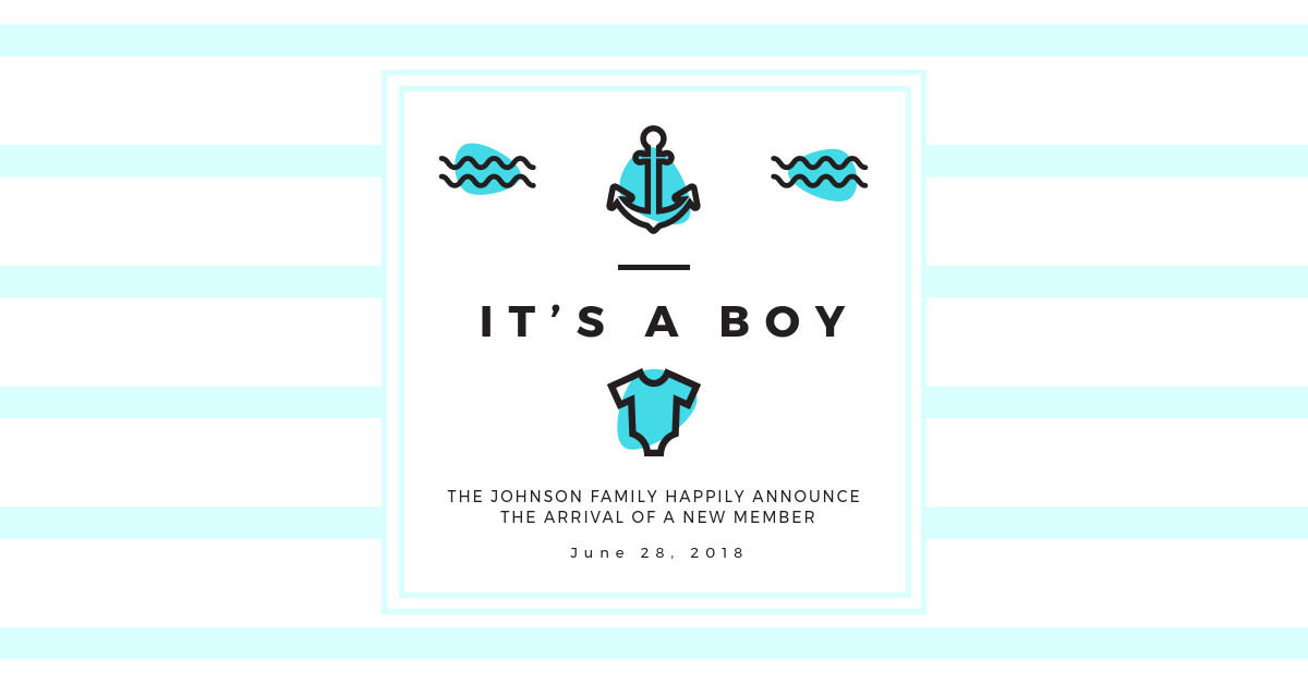 Boy Gender Reveal Facebook Sponsored Message 1200x628