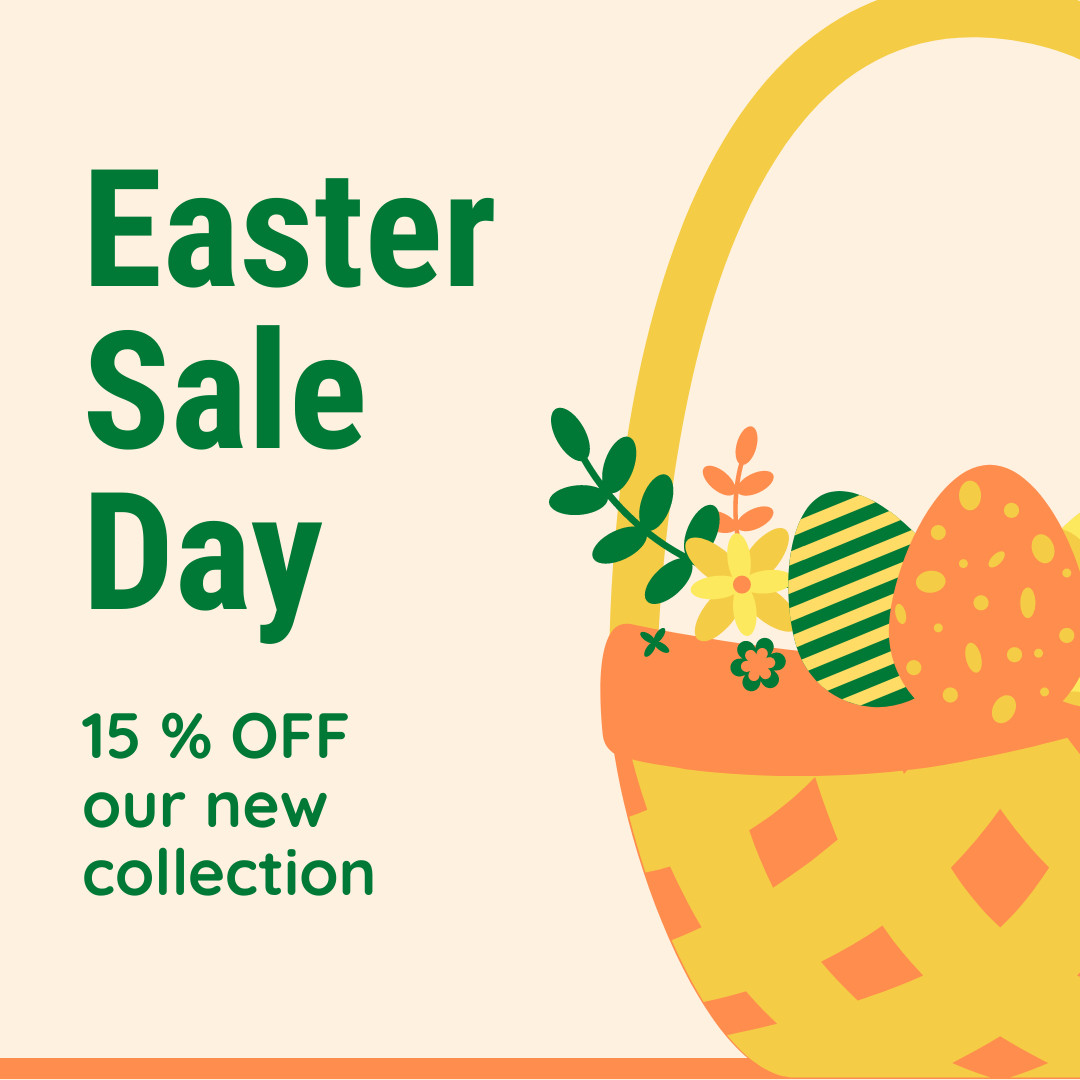 Easter Sales Day Egg Basked 1080x1080 template