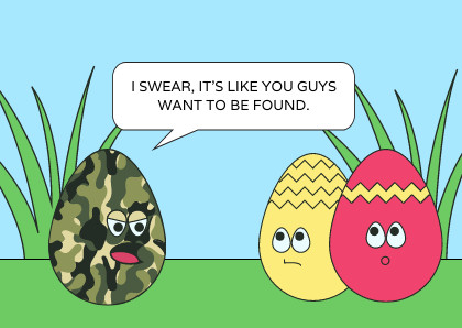 Funny Camouflage Easter Egg Hunt Card 420x298 template preview