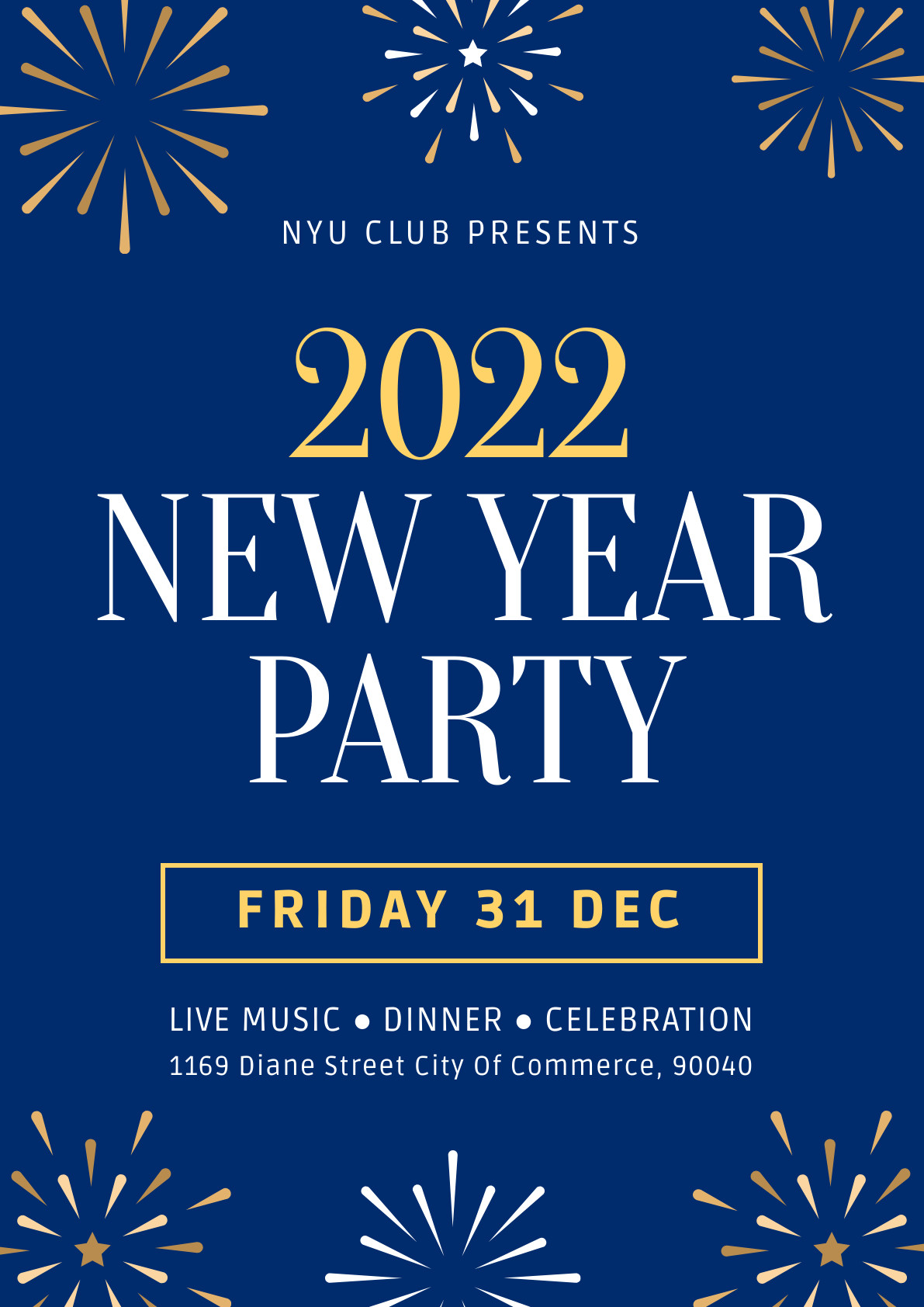 2022 New Year Club Celebration Poster 1191x1684