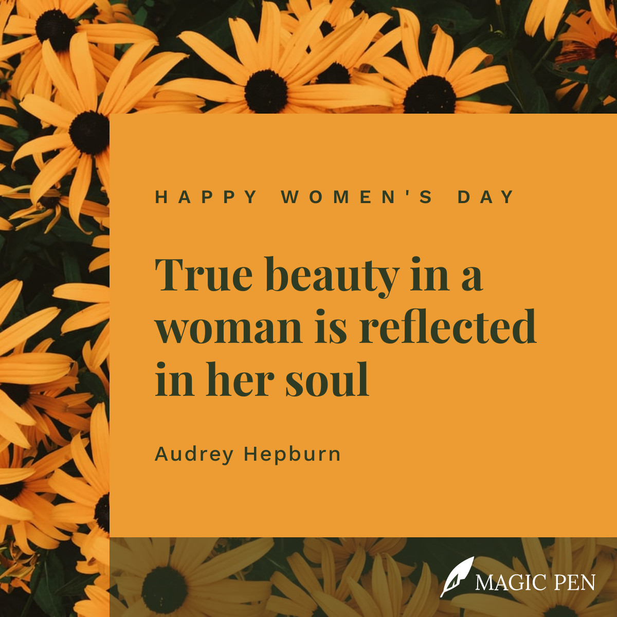 Audrey Hepburn Women's Day Quote Responsive Square Art 1200x1200