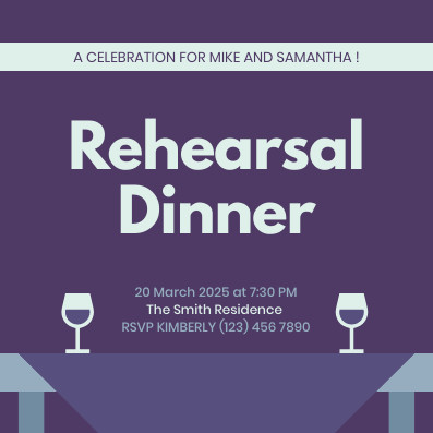 Purple Samantha Rehearsal Dinner – Invitation Template 397x397 template