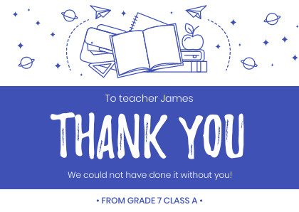 Thank You Teacher Blue Planets – Card Template 420x298 template