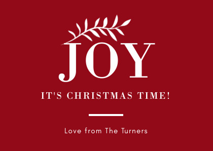 Simple Burgundy Joy Christmas Card 420x298 template
