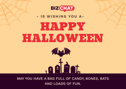 BizChat Wishing Happy Halloween Card 420x298 template