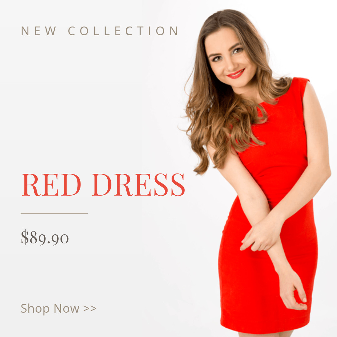 Red Dress Ad Template Facebook Carousel Ads 1080x1080