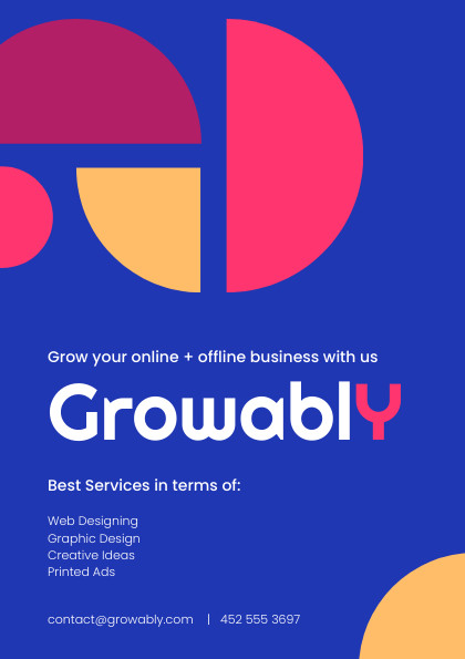 Grow Online and Offline Business Geometric Flyer 420x595