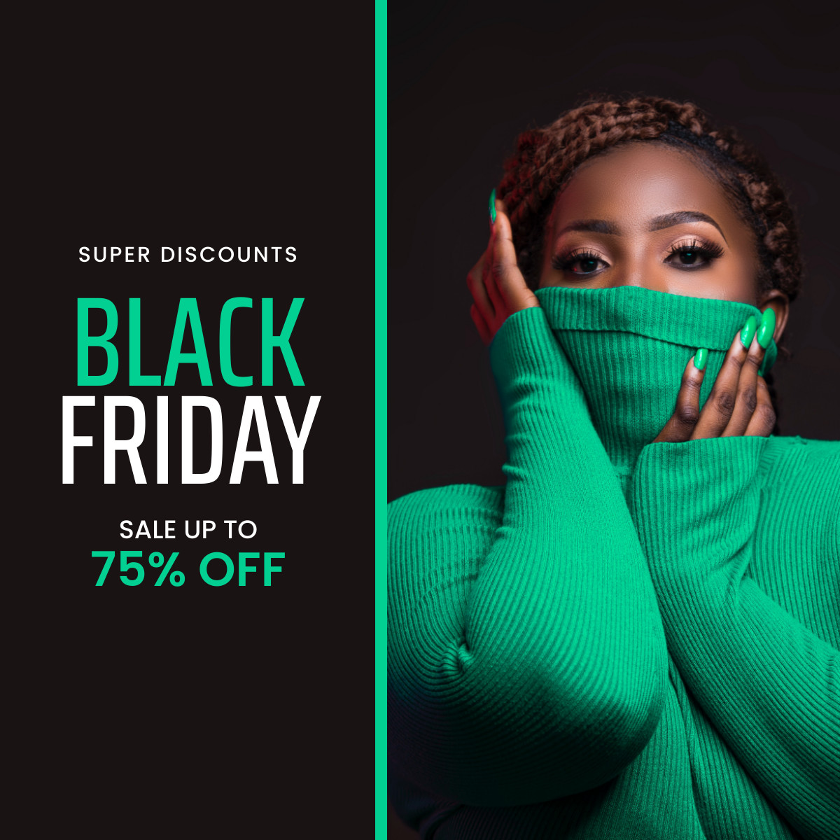 Green Black Friday Super Discounts Inline Rectangle 300x250