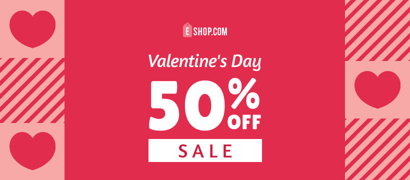 Valentine's Day Shape Sale Eshop Facebook Cover 820x360