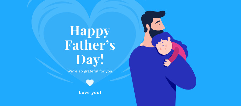 Happy Blue Father's Day Daughter Facebook Cover 820x360