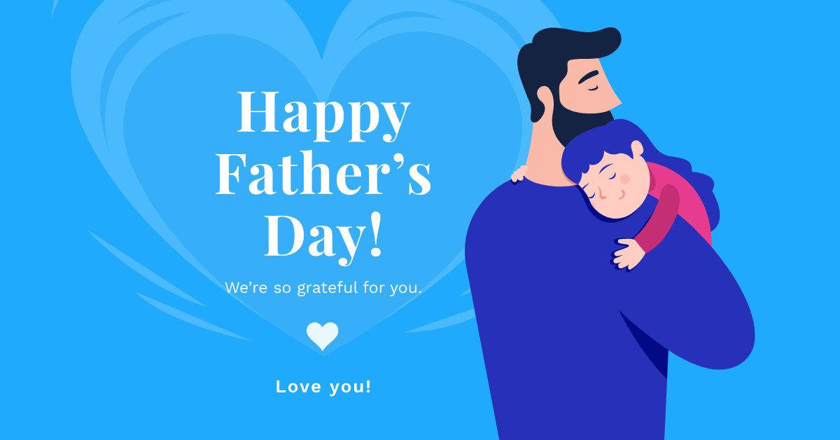 Happy Blue Father's Day Daughter Facebook Cover 820x360