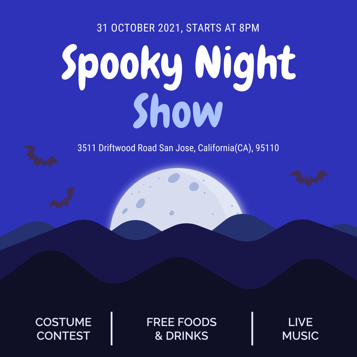 Halloween Spooky Night Show Responsive Square Art 1200x1200