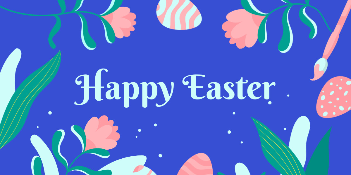 Happy Easter Flowers and Eggs Facebook Cover 820x360