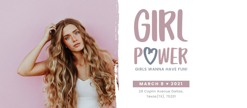 Girl Fun Power Women's Day Facebook Cover 820x360