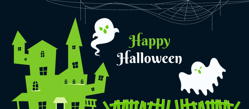 Happy Halloween with Ghosts Facebook Cover 820x360
