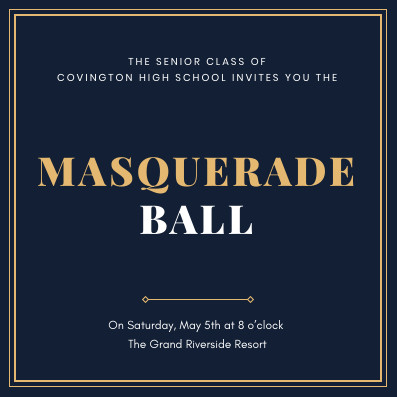Navy Gold Masquerade Ball – Invitation Template 397x397 template preview