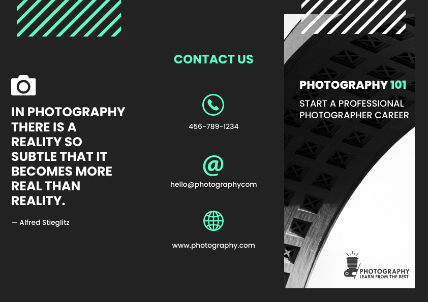 Photography Courses and Career Black Brochure 842x595