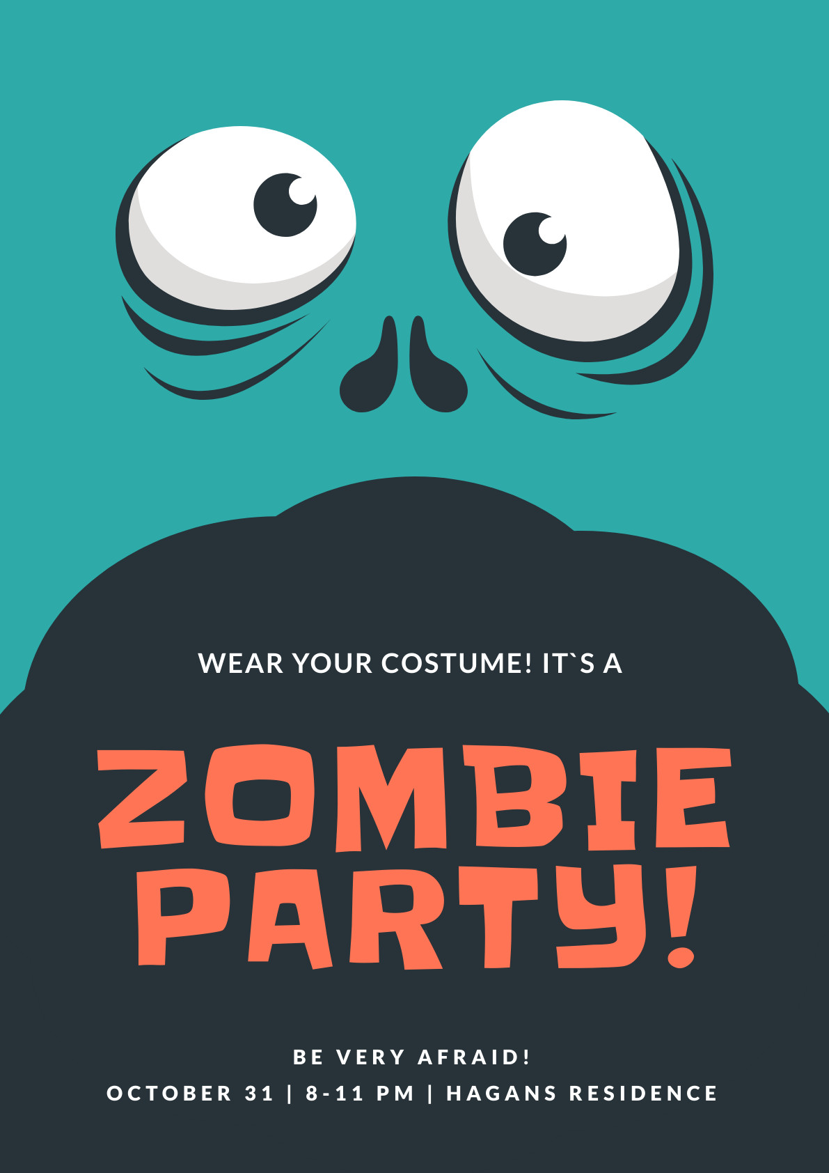 Halloween Zombie Party Eyes Poster 1191x1684
