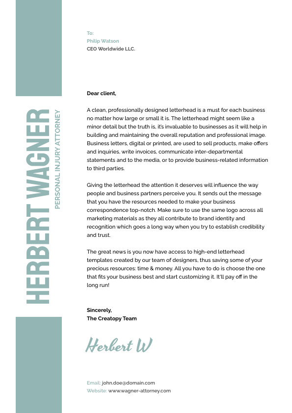 Herbert Wagner – Letterhead Template 595x842 template preview