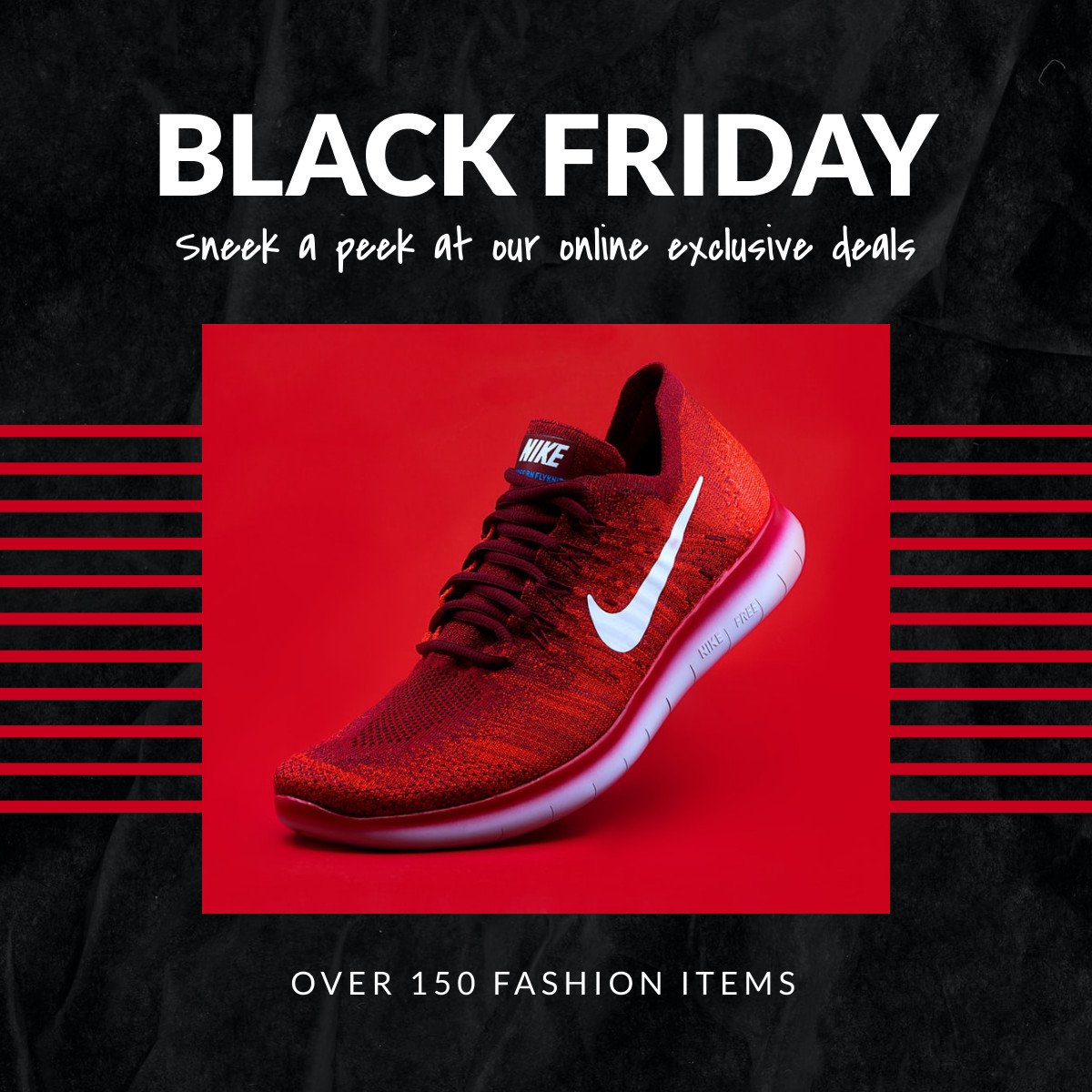 Sneek a Peek Black Friday Red Nike Shoe Responsive Square Art 1200x1200