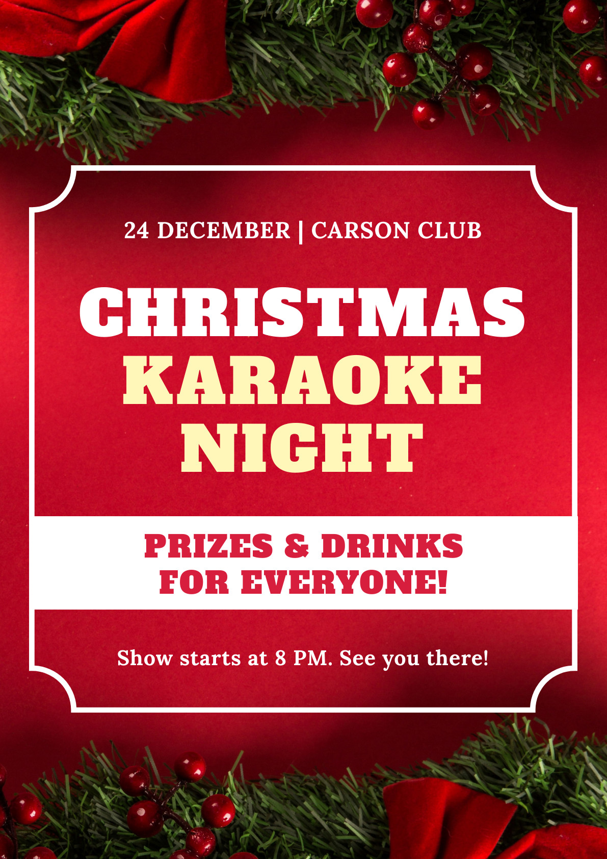 Red Christmas Karaoke Night Poster 1191x1684