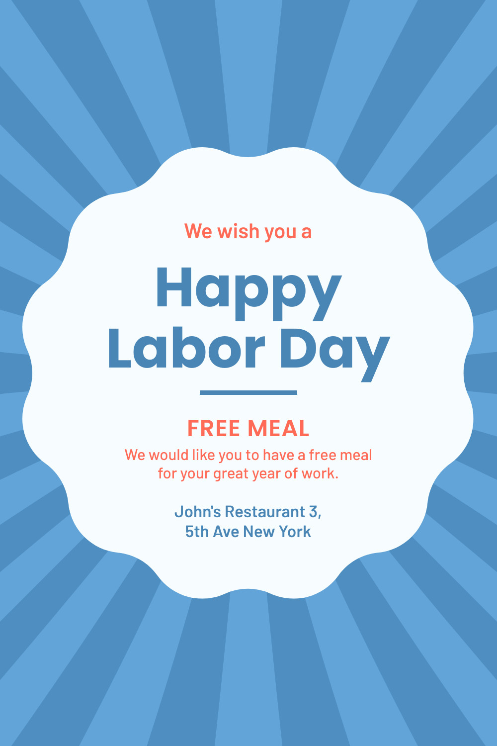 Labor Day Free Meal Facebook Cover 820x360