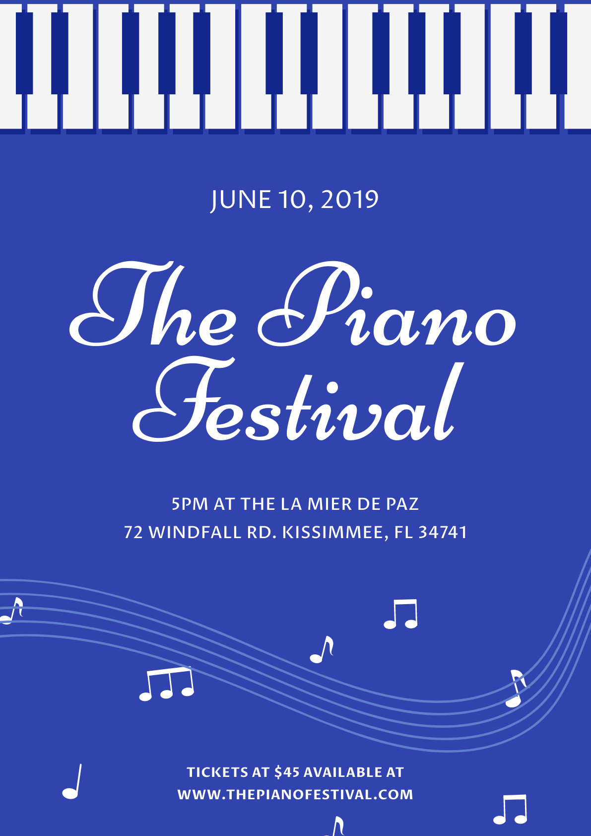 The Blue Piano Festival – Poster Template 1191x1684