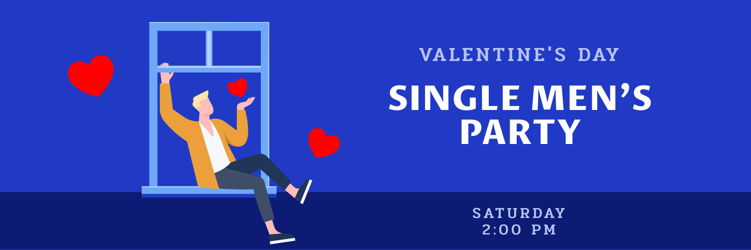 Valentine's Day Single Men Party Facebook Cover 820x360