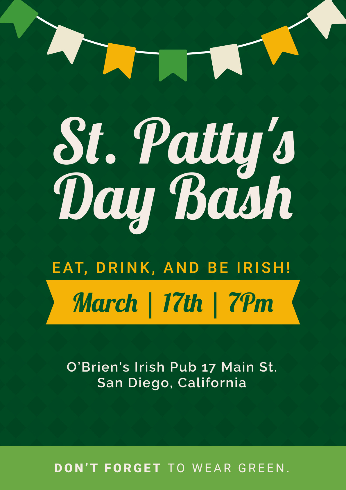 Saint Patrick's Green Day Bash –  Poster Template 1191x1684