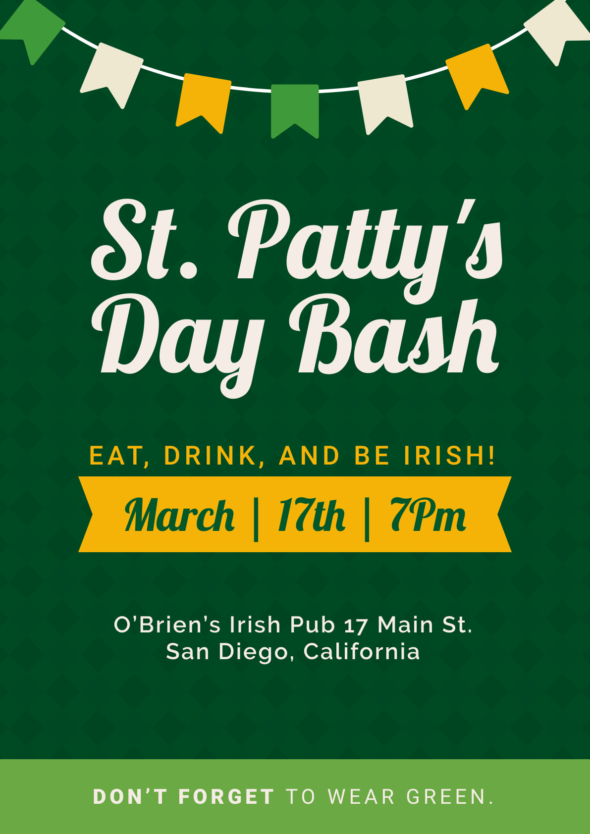 Saint Patrick's Green Day Bash –  Poster Template 1191x1684 template