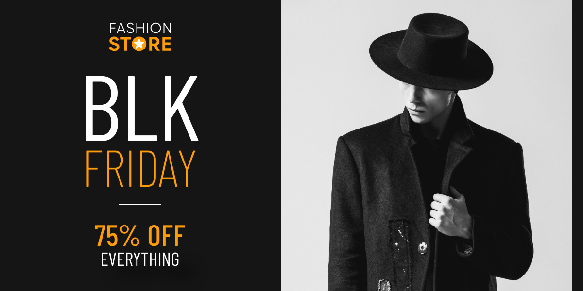 Black BLK Friday Men Fashion Store Facebook Cover 820x360