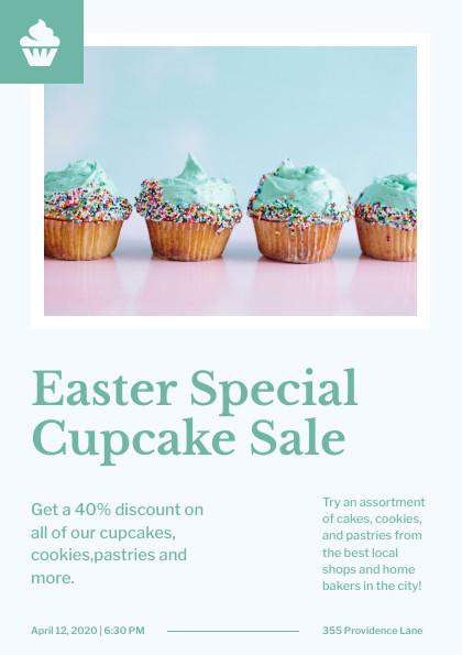 Teal Easter Special Cupcake Sale – Flyer Template 