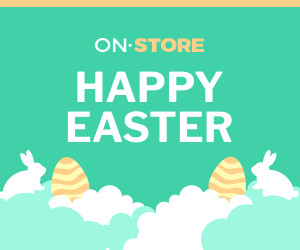 Happy Easter Bunny in Clouds Inline Rectangle 300x250