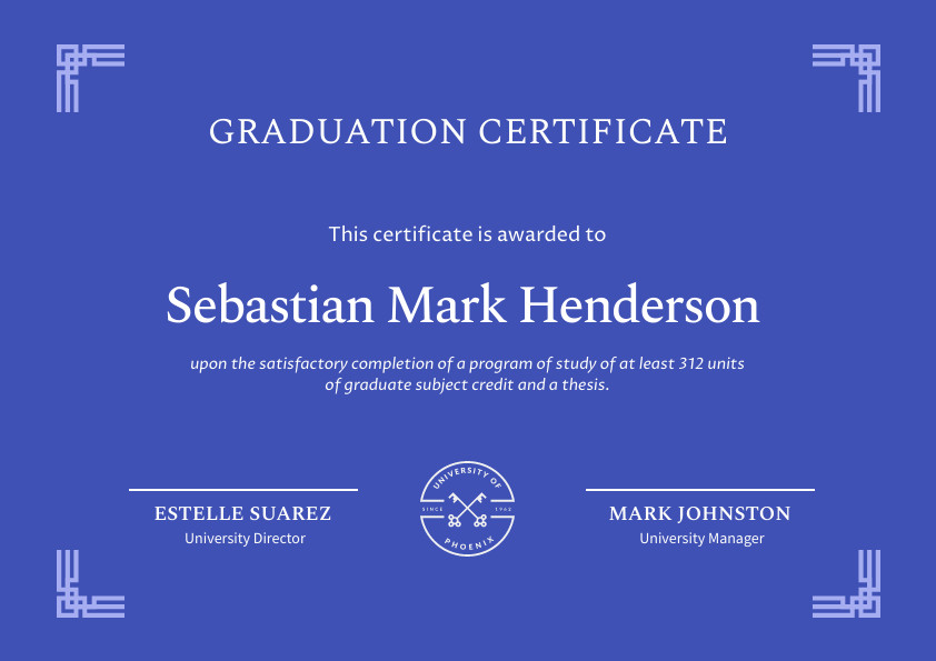 Sebastian Henderson Graduation – Certificate Template 842x595