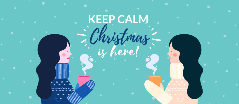 Hot Beverage Keep Calm Christmas is Here  Facebook Cover 820x360