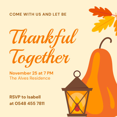 Thankful Together Alves Residence Invitation 397x397 template