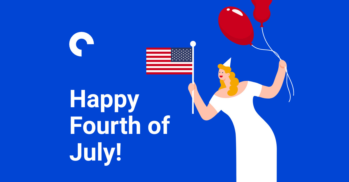 Happy Fourth of July Festive Woman Illustration