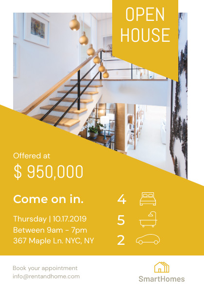 Open House Yellow Home – Flyer Template  420x595