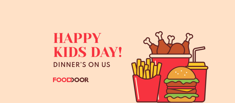 Happy Kids Day Free Dinner Facebook Cover 820x360