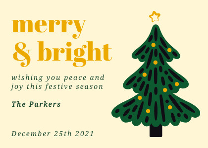 Merry and Bright Christmas Tree Card 420x298 template