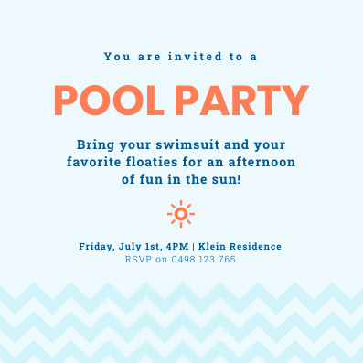 Fun in the Sun Pool Party – Invitation Template 397x397 template